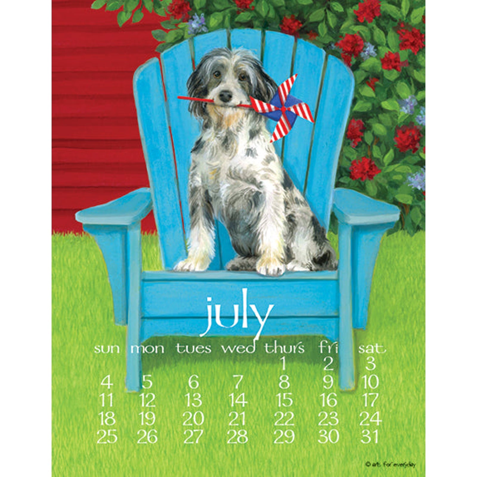 2027 Dog Days Calendar by Erica Leigh month 7