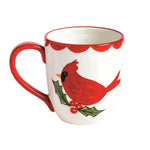 Hand-painted cardinal ceramic coffee mug with 18 oz capacity, dishwasher and microwave safe, gift for bird lovers.