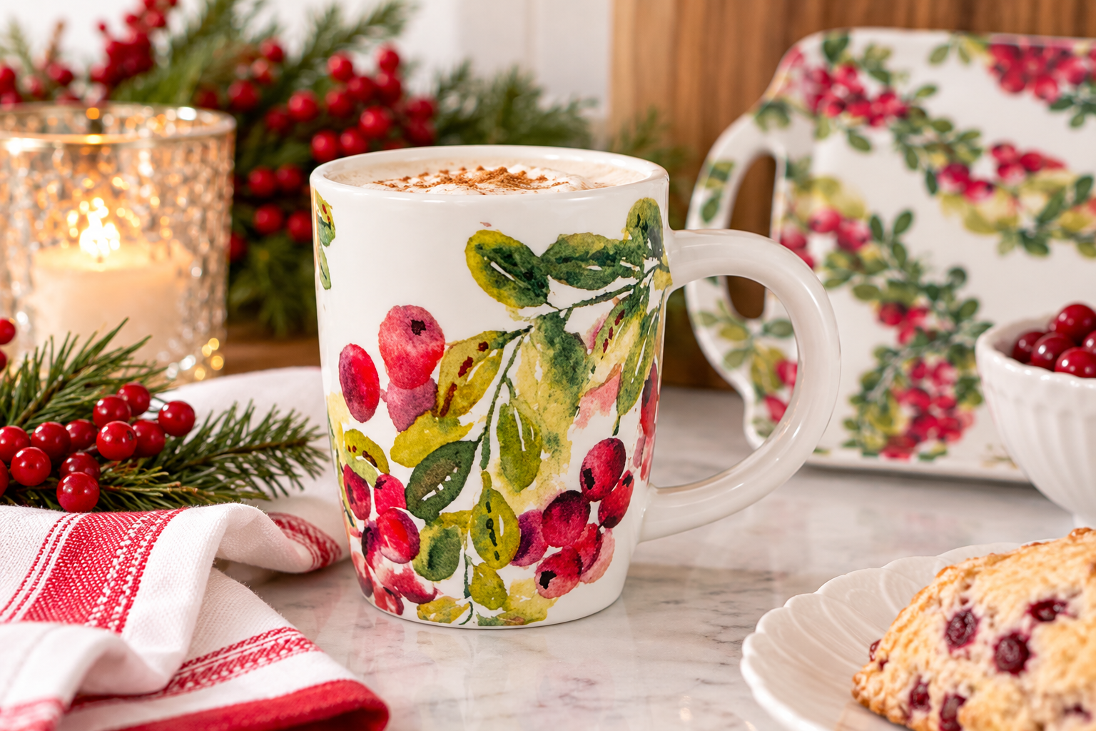 Cranberry Wreath Mug
