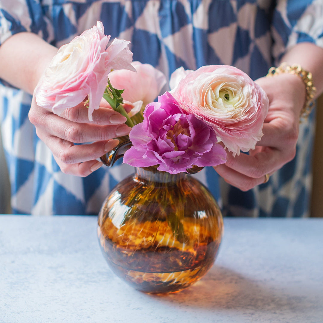 Hibiscus Tortoiseshell Bud Vase-Brown