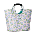 Swig Hydrangeas Loopi Tote Bag featuring lush hydrangea blooms with cushioned aluminum loop handles