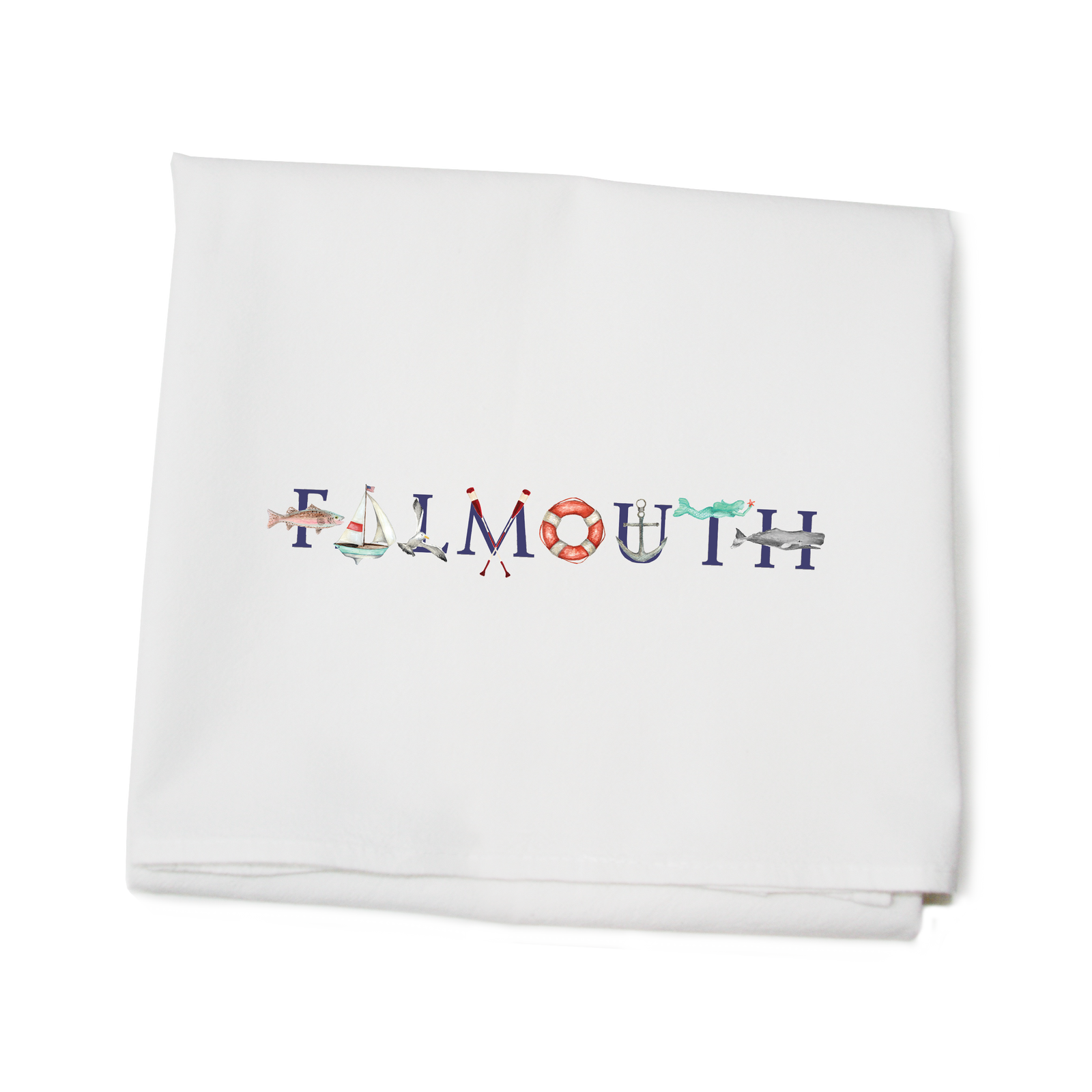 Tina Labadini Falmouth illustrated flour sack towel