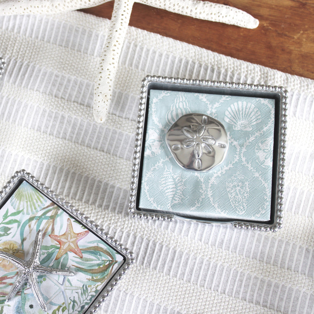 Sand Dollar Beaded Napkin Box Set