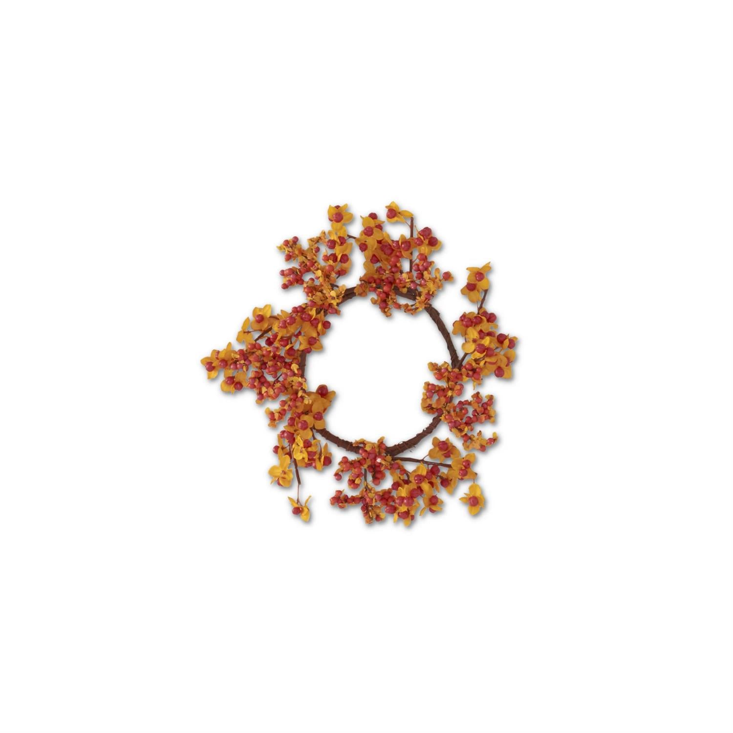 Decorative wreath with orange berries on a white background