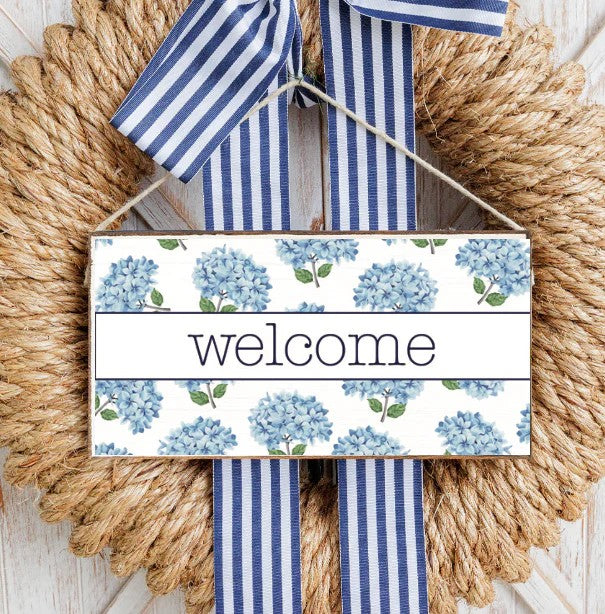Twine Sign-Welcome w/Hydrangea