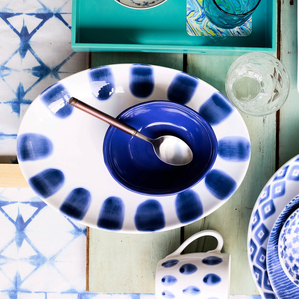 Santorini Dot small Oval Platter