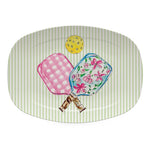 Mariposa Pickleball Double Paddle Platter featuring a watercolor crossed paddle design on TRAYchic resin platter
