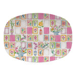 Mariposa Mahjong Tile Platter featuring Rosanne Beck watercolor tile motifs on TRAYchic resin platter
