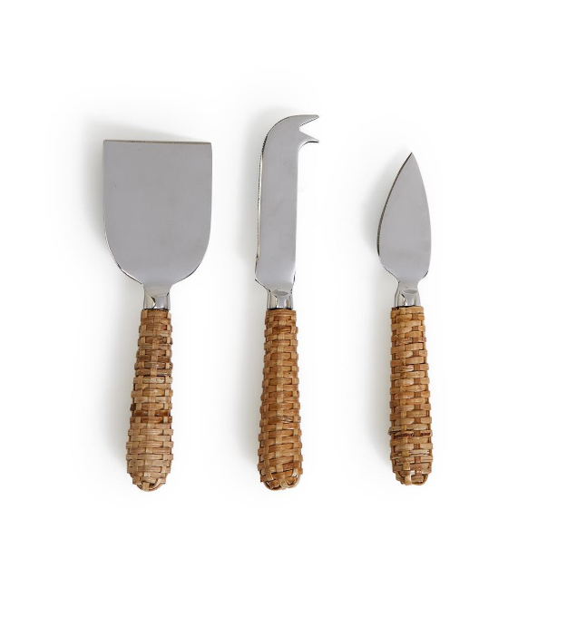 Wicker weave Cheese Knife Set