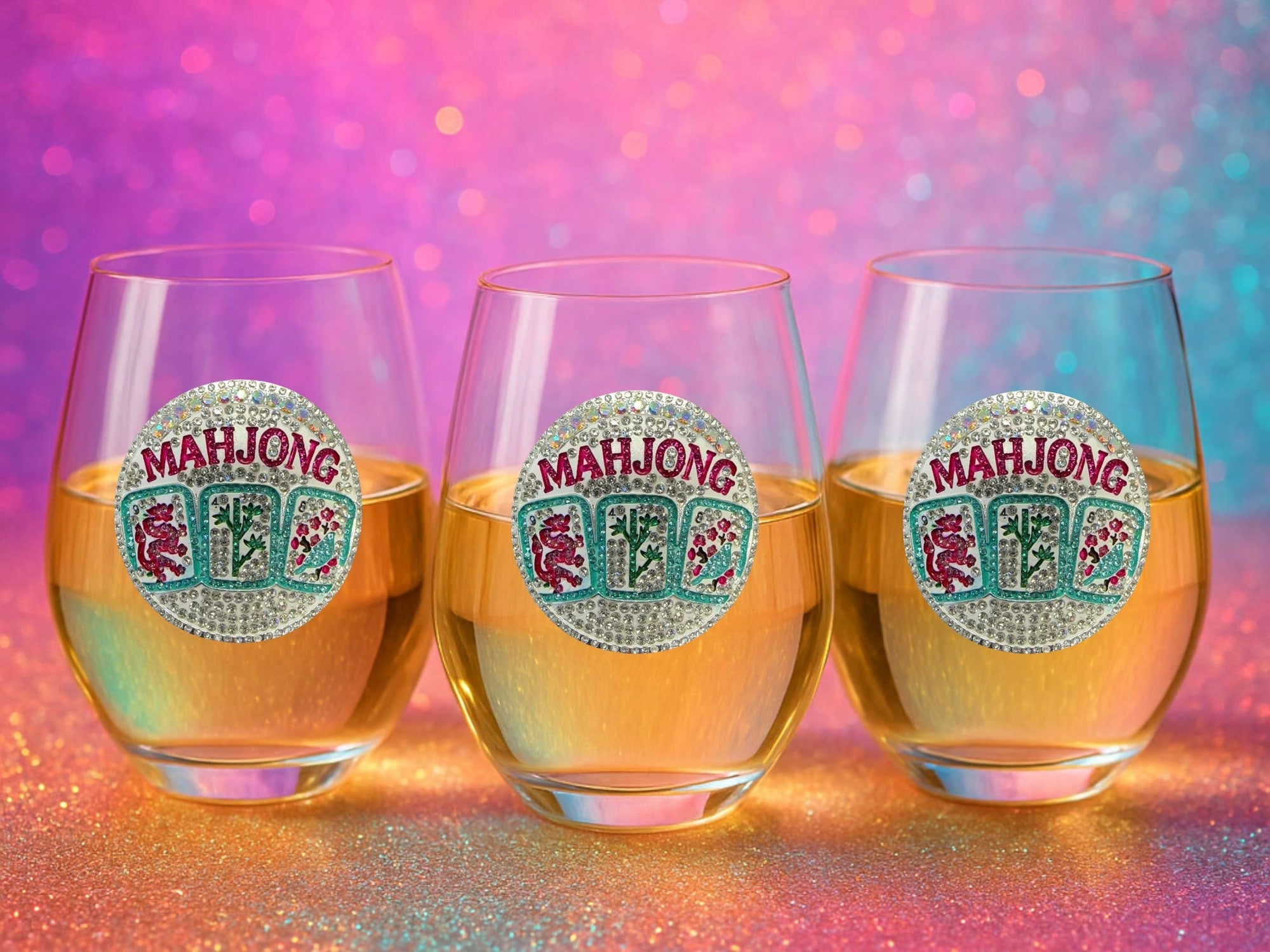 Jeweled Wine Glass-Stemless-Mahjong