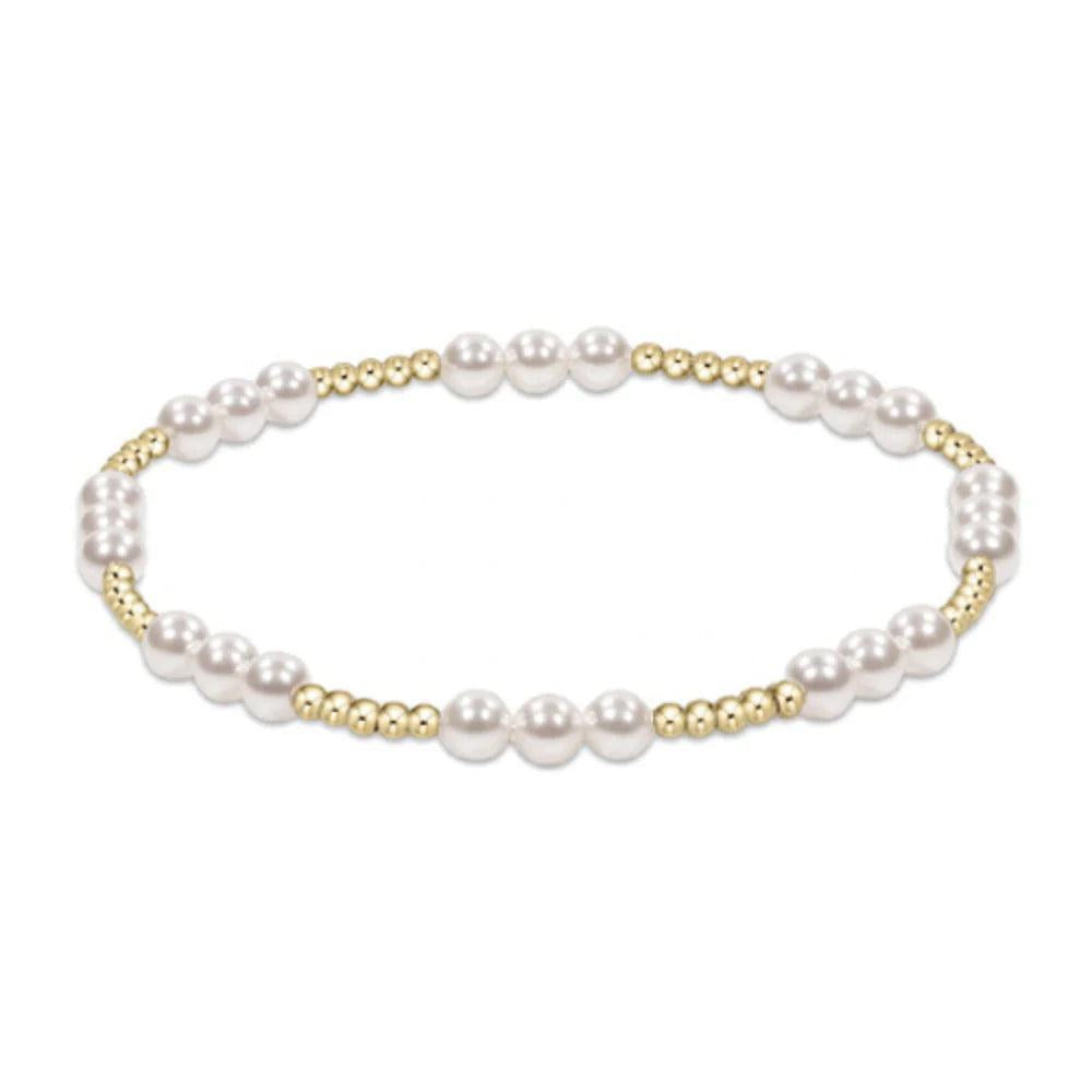 Classic Joy Pattern 4mm Bead Bracelet - Pearl