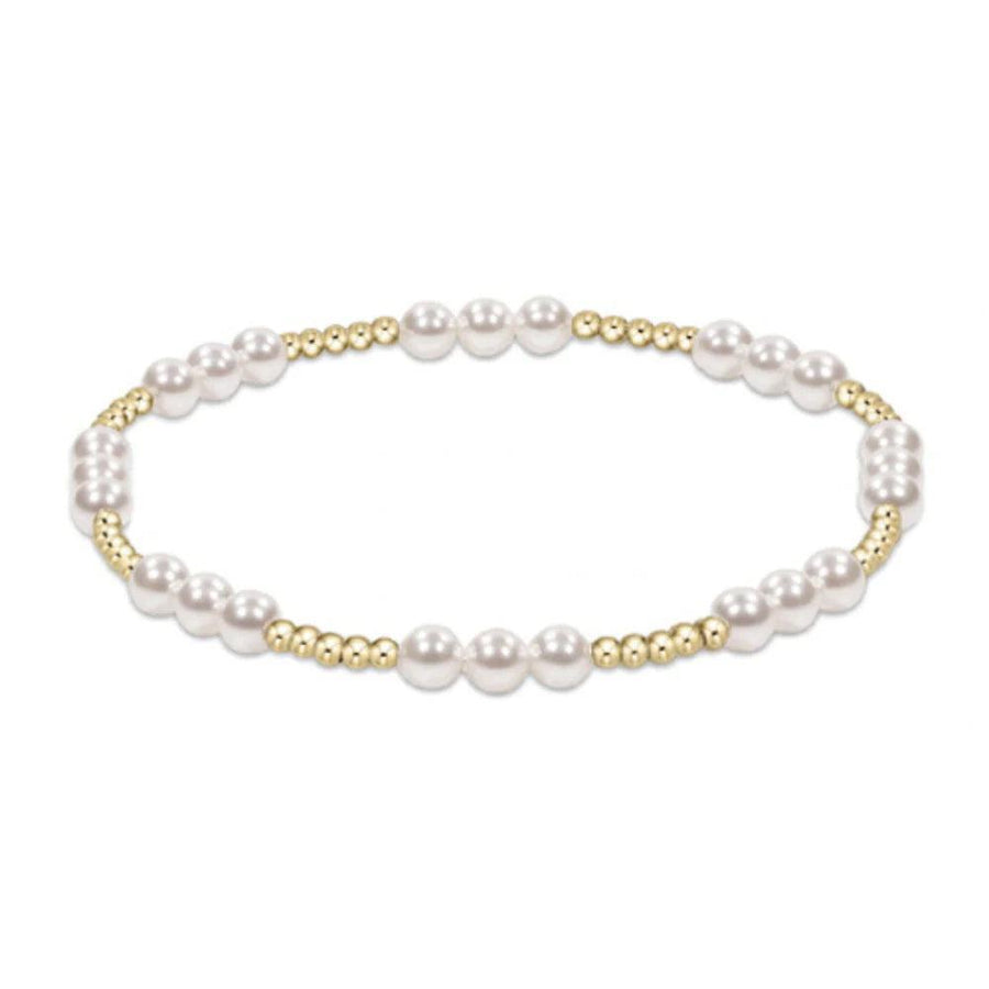 Classic Joy Pattern 4mm Bead Bracelet - Pearl