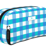 SCOUT 3-Way Toiletry Bag medium shown with three zip compartments in a structured rectangular design, styled as a travel toiletry and makeup organizer pouch