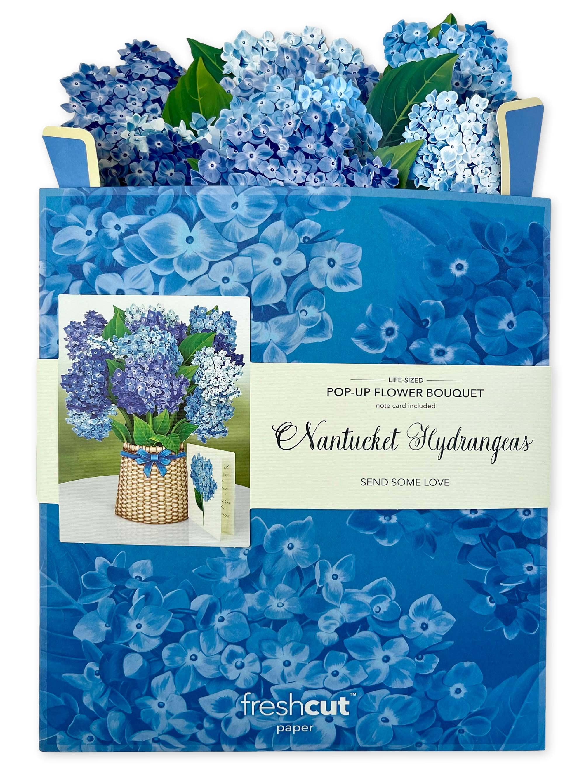 FreshCut Paper Nantucket Hydrangeas Pop-Up Card 3D Fabvilla