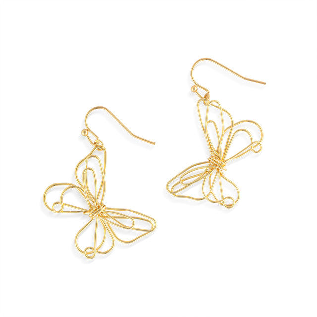 Butterfly Open Charm Gold Earrings