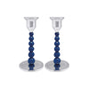 Blue Pearled Candlestick Set