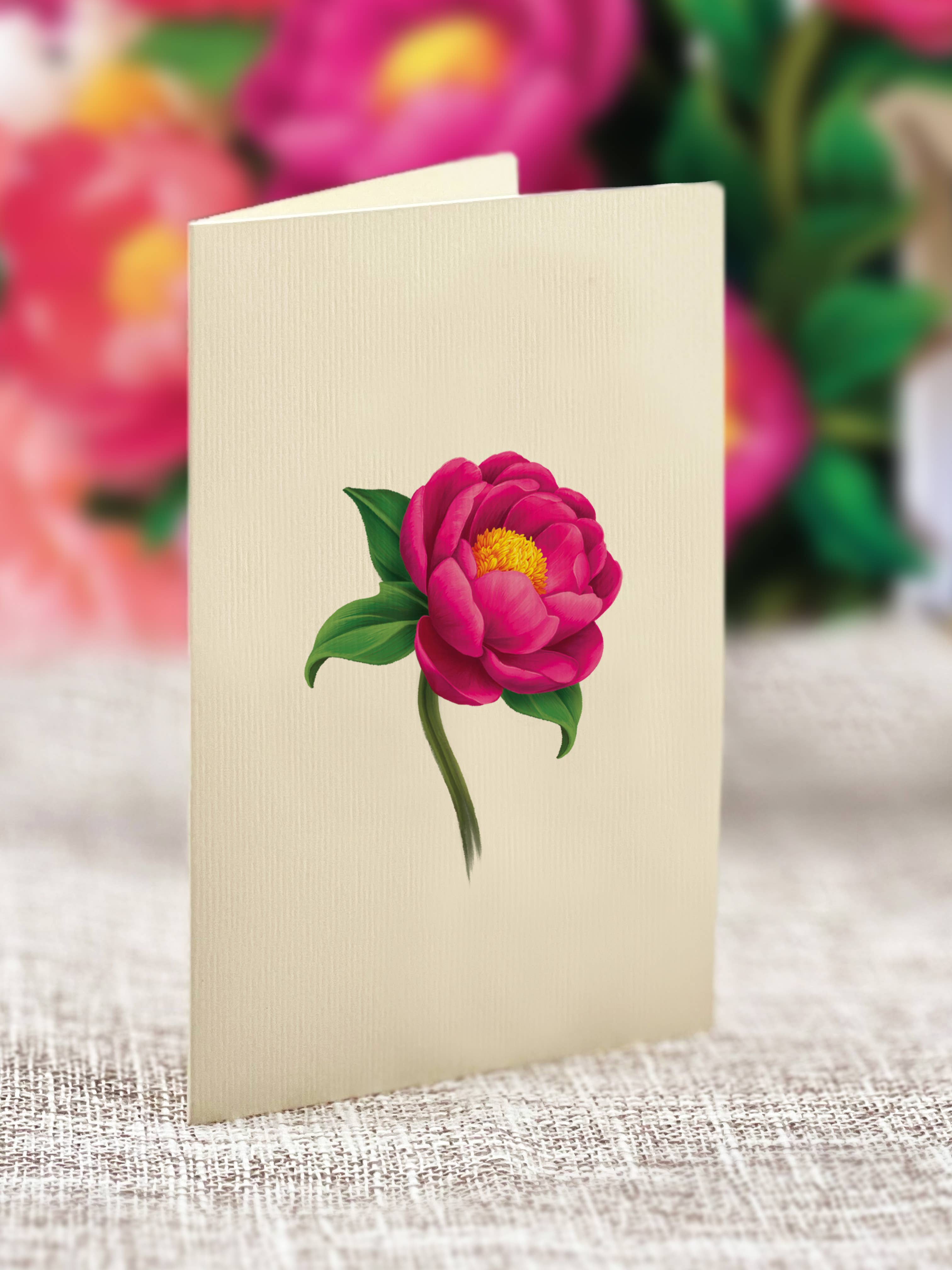 FreshCut Paper Mini Peony Pop-Up Card 3D Bouquet Fabvilla