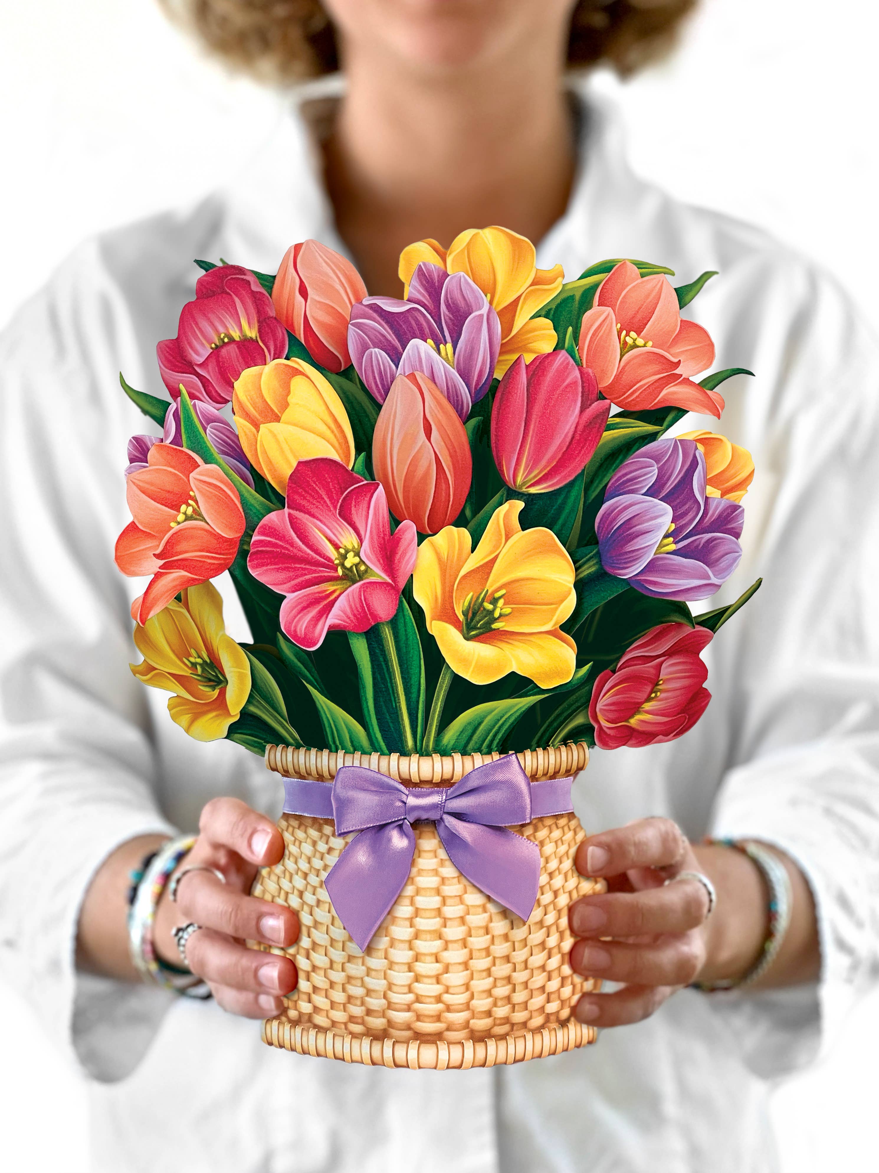 FreshCut Paper Tulips Pop-Up Card 3D Bouquet Card Fabvilla
