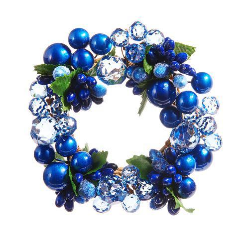 Blue Beaded/Crystal Candle Ring