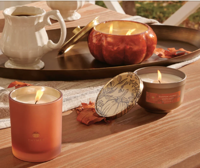 Fall into cozy nostalgia with Pumpkin Laurel Aromatic Candle