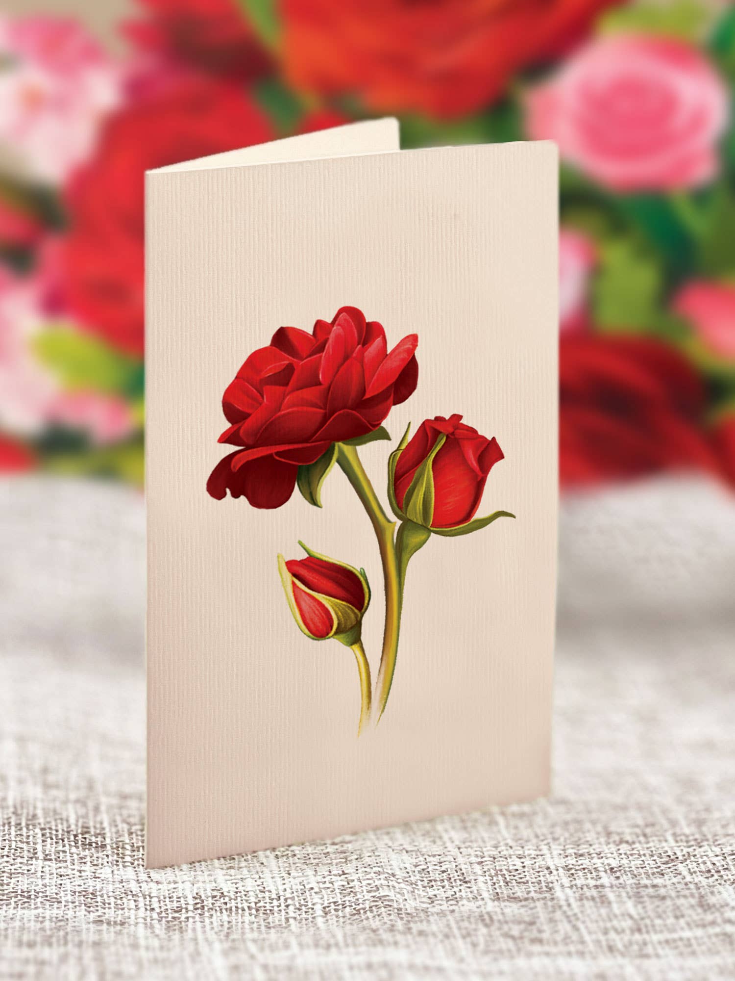 FreshCut Paper Blooming Roses Pop-Up Card 3D Bouquet Fabvilla