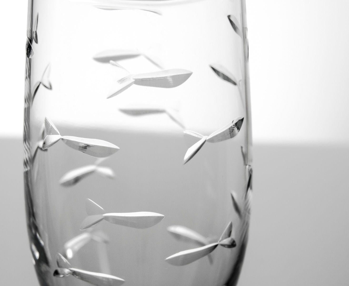 School of Fish Champagne Flute 8oz -Set of 4 Glasses