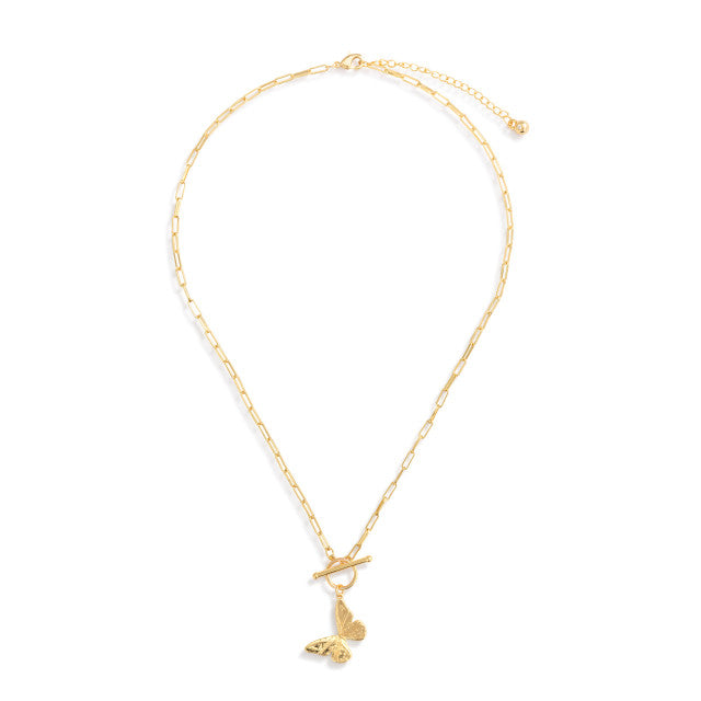 Butterfly Toggle Gold Necklace