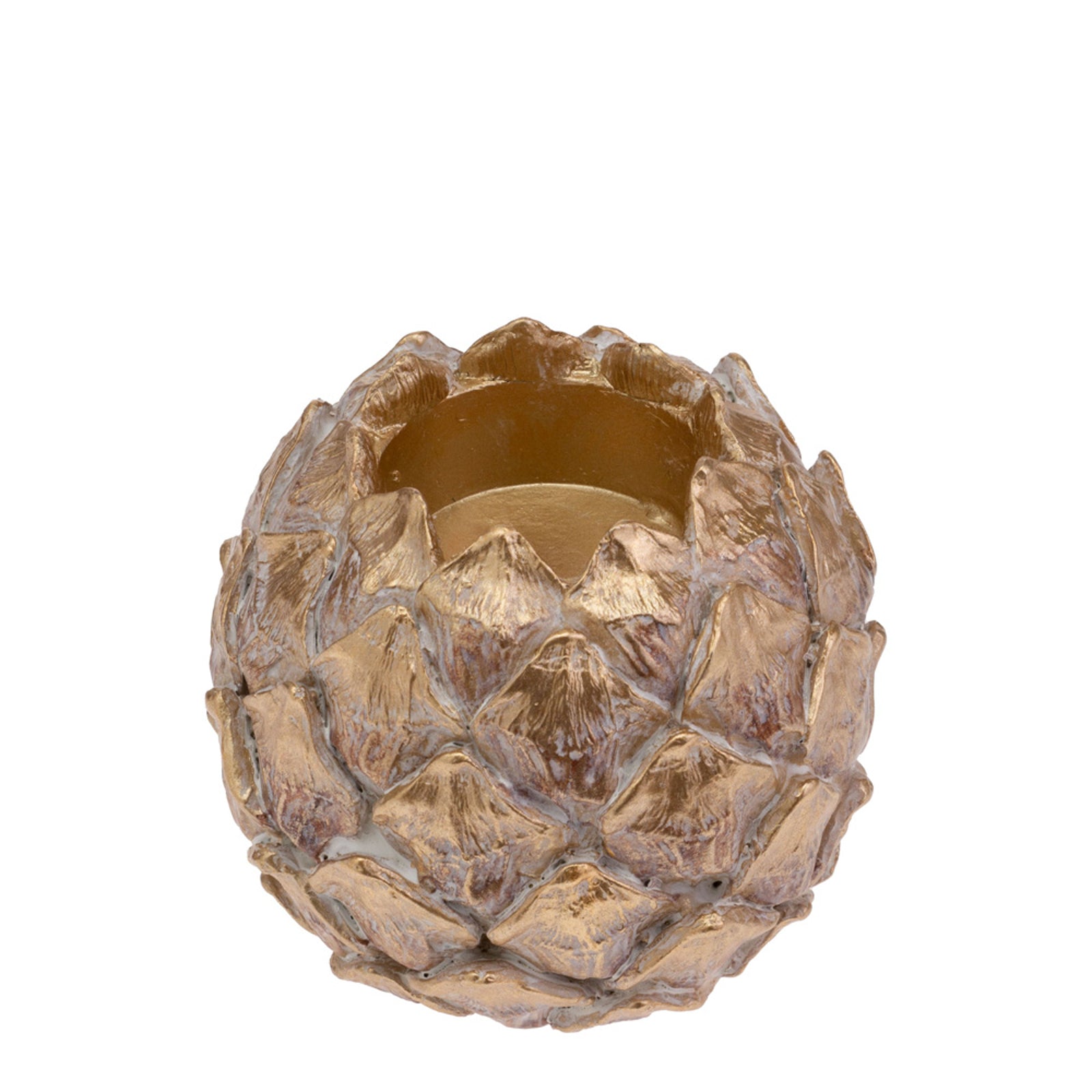 Gold Washed Pinecone Tealight Holder, Short