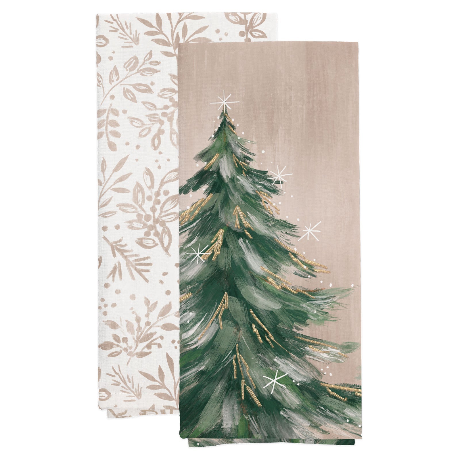 Gilded Painterly Tree Cotton Tea Towels, Set of 2