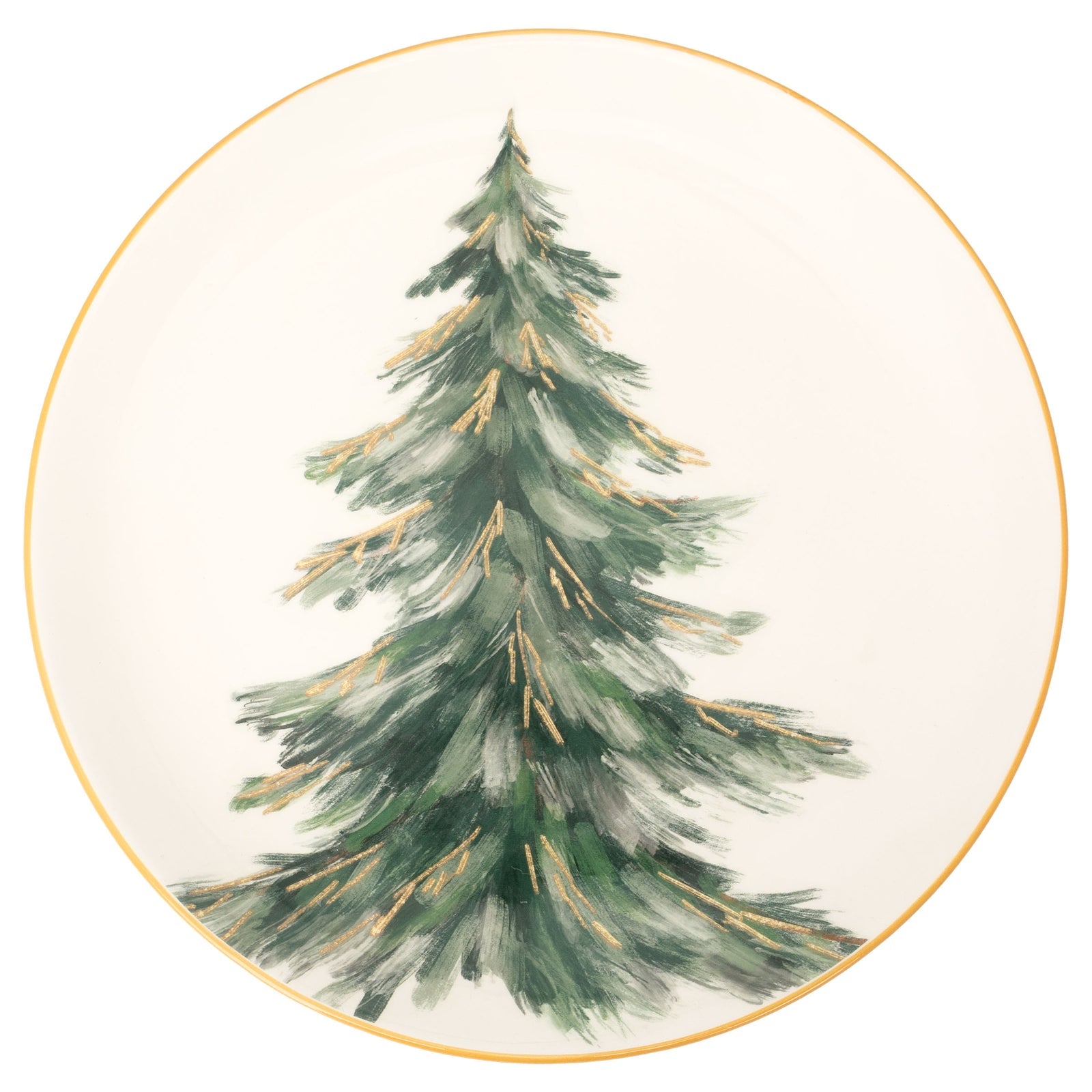 Gilded Painterly Tree Round Ceramic Platter