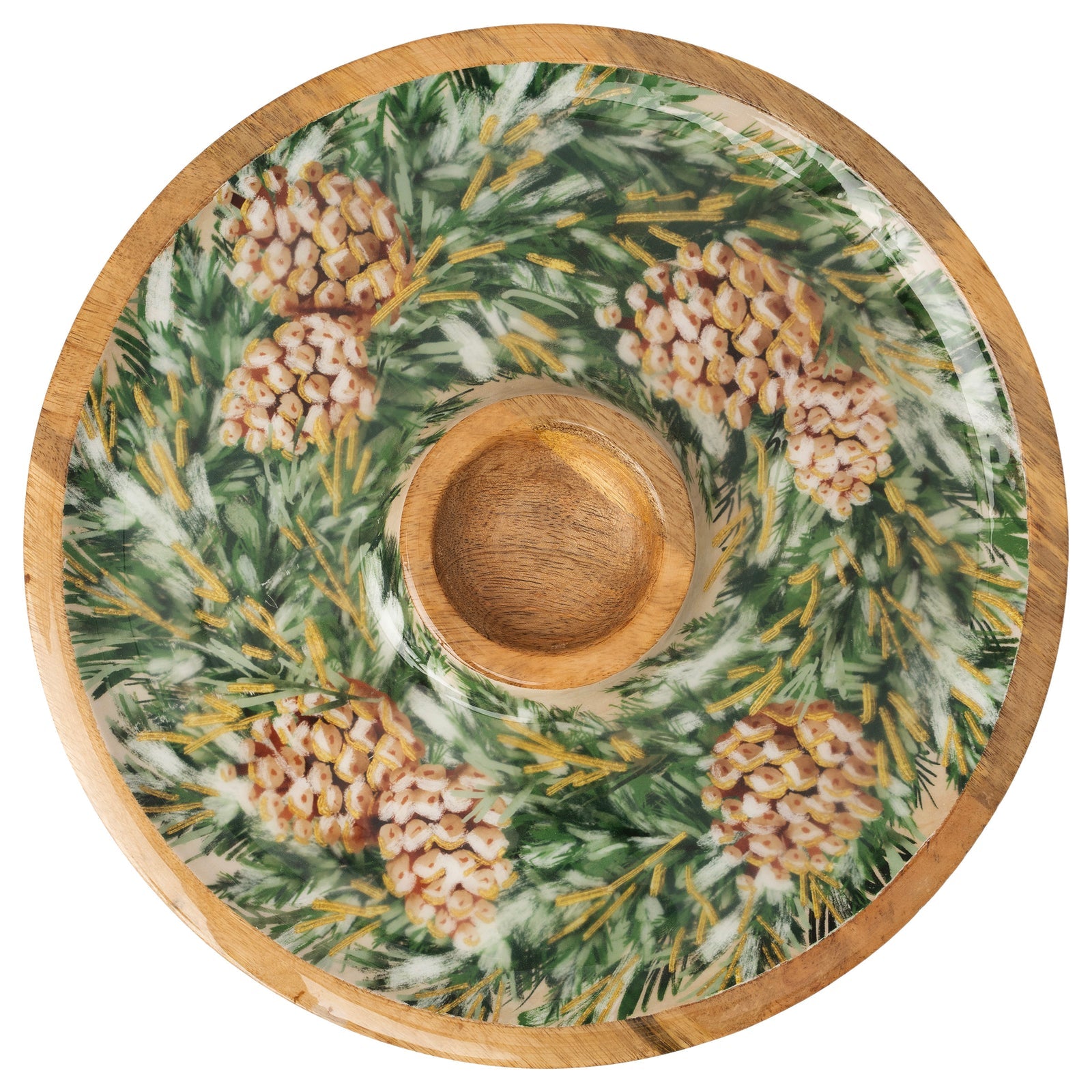 Gilded Swag Mango Wood Chip & Dip Platter
