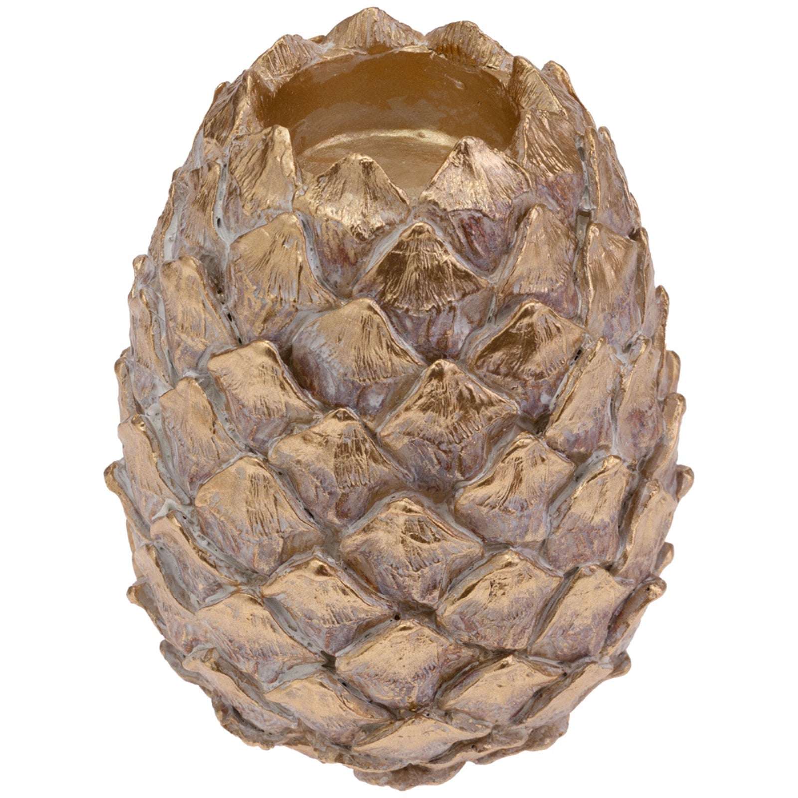 Gold Washed Pinecone Tealight Holder, Tall