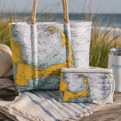 Sea Bags Cape Cod Nautical Chart Tote -Medium