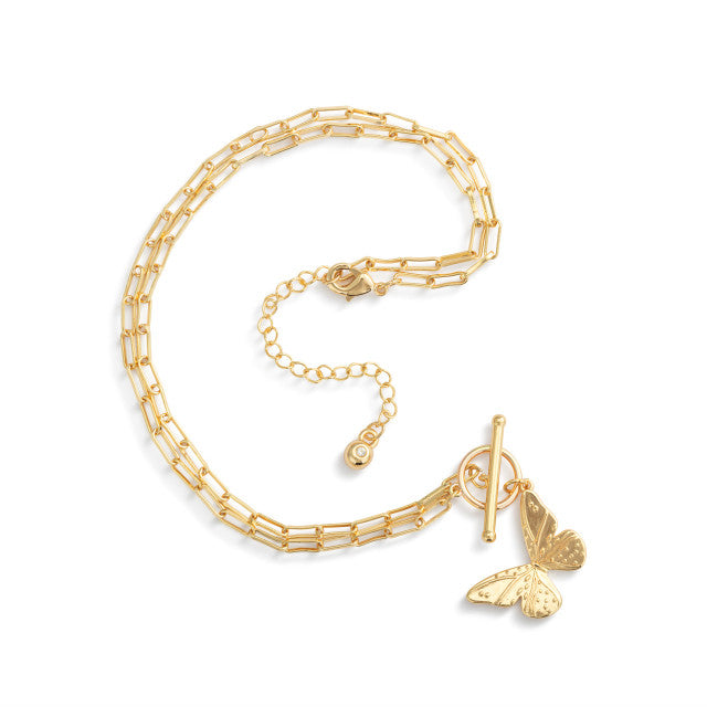 Butterfly Toggle Gold Necklace