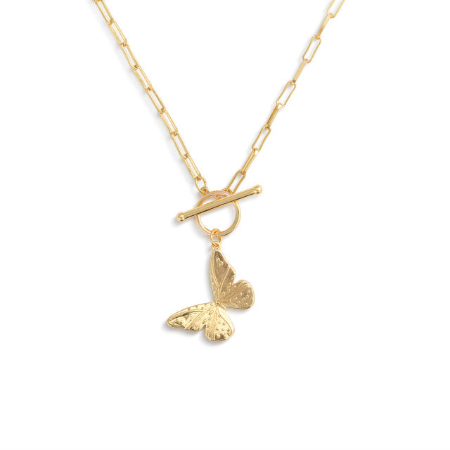 Butterfly Toggle Gold Necklace
