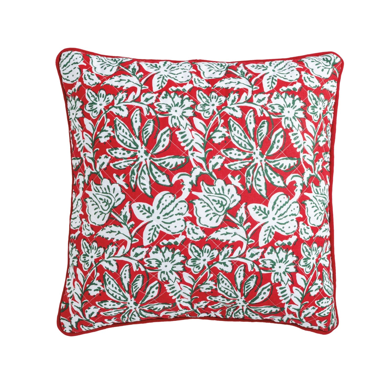 Block Print Quilted Square Pillow