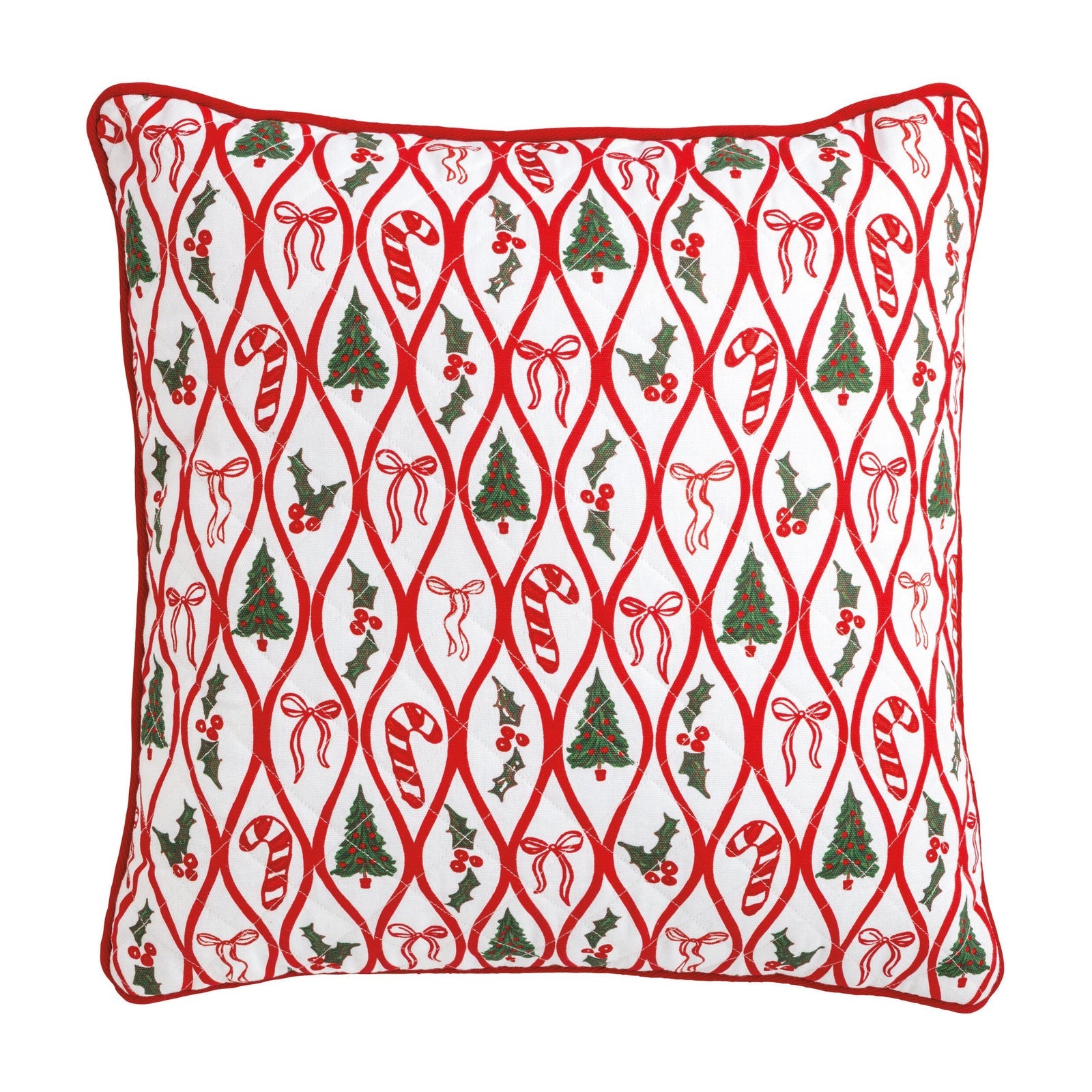 Lattice Block Print Quilted Square Pillow