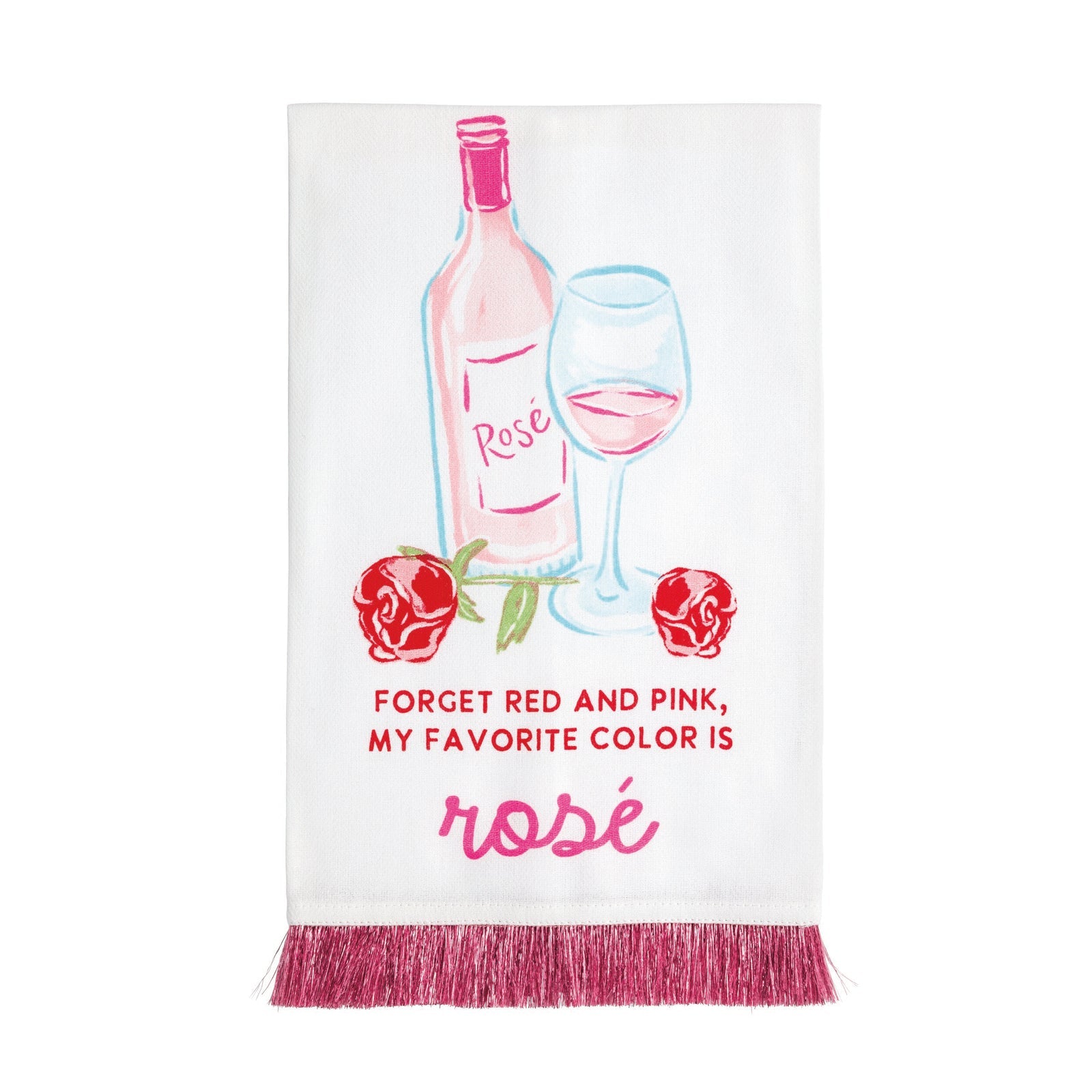 Rosé Wine Valentine Tinsel Tea Towel