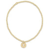E Newton Classic Gold 2mm Bead Bracelet with Charm Options - Paw Print, Love, Blessed Disc, or Cross