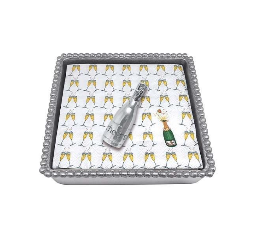 Champagne Beaded Napkin Box