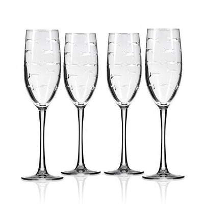 School of Fish Champagne Flute 8oz -Set of 4 Glasses