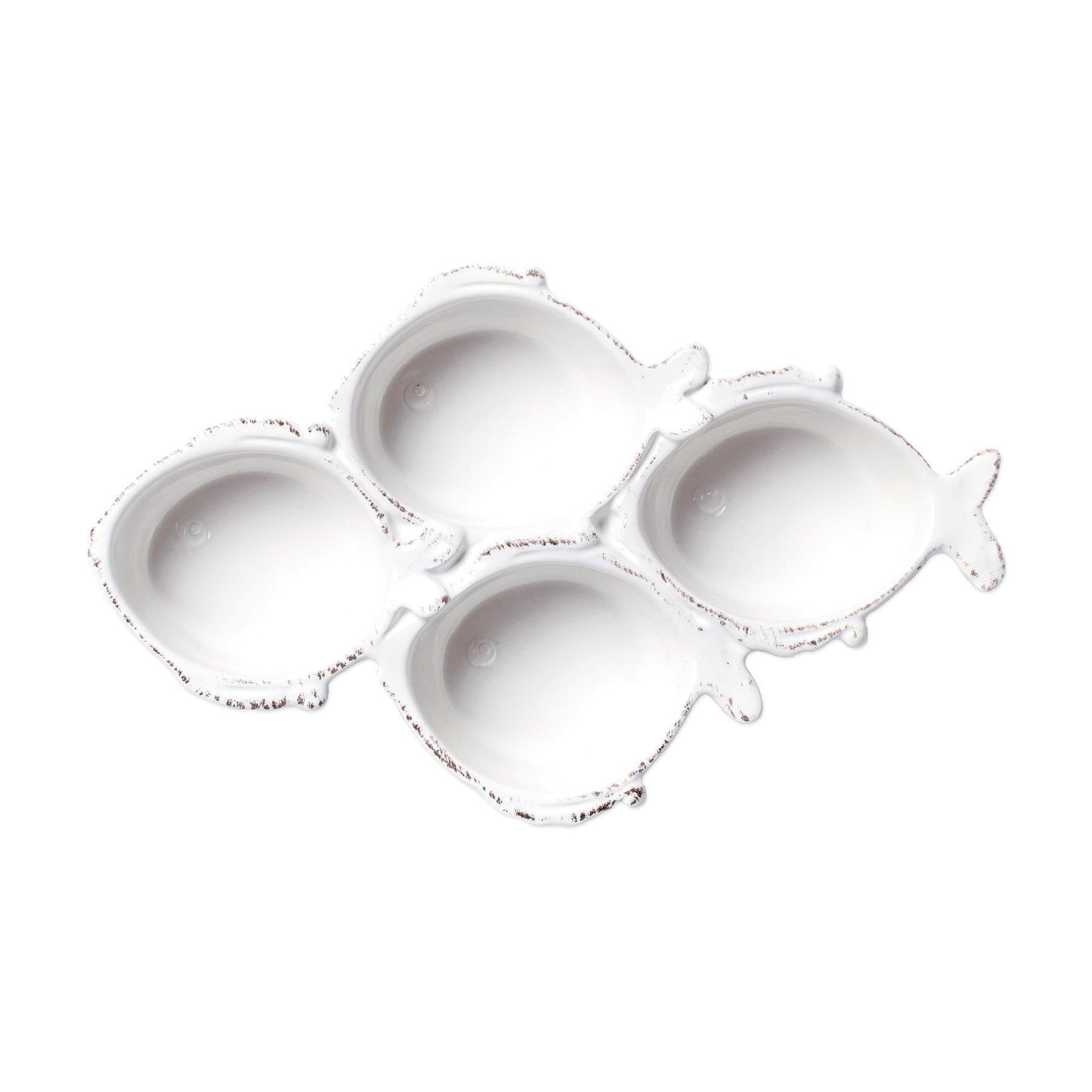 Melamine  Lastra Fish White Four Part Server