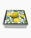 Mariposa Beaded Lemon Napkin Box Set: Cheerful Table Decor for Citrus Lovers