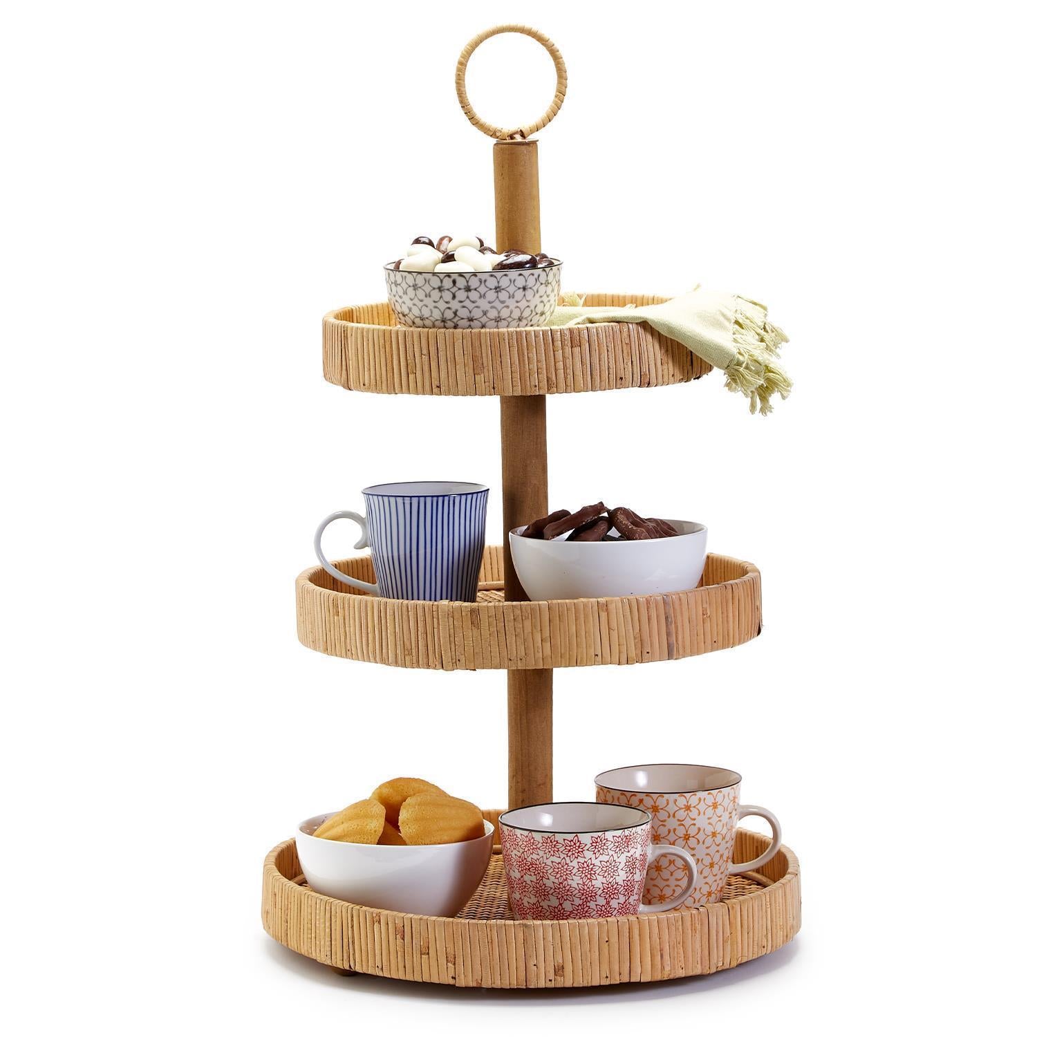 3-Tier Hand-Crafted Rattan Centerpiece