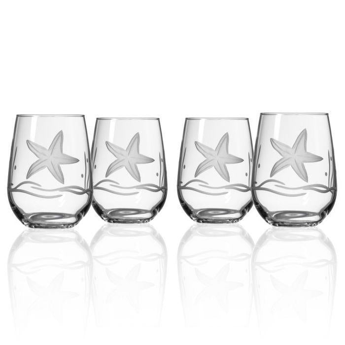 Starfish Stemless Wine  - Set of 4 Glasses - Fab Vila
